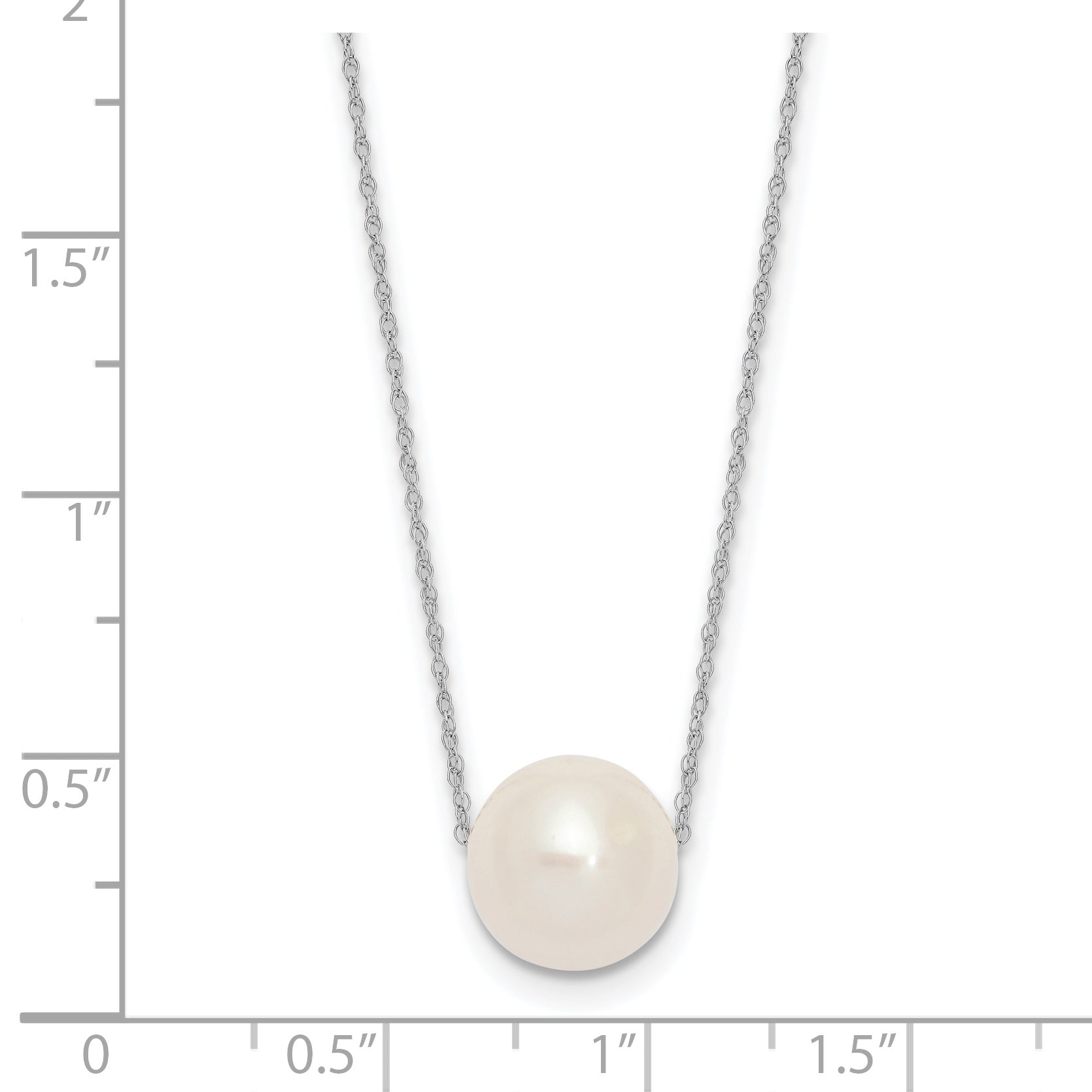 14K White Gold 10-11mm Semi-Round White FWC Pearl Rope Necklace