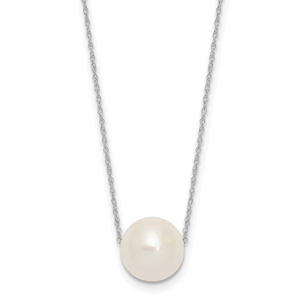 14K White Gold 10-11mm Semi-Round White FWC Pearl Rope Necklace