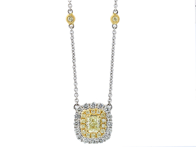 EFFY 18K WHITE and YELLOW GOLD DIAMOND,NATURAL YELLOW DIAMOND NECKLACE