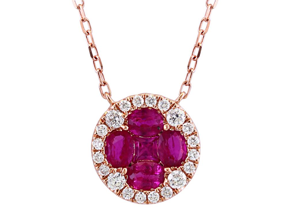EFFY 14K ROSE GOLD DIAMOND,NATURAL RUBY NECKLACE