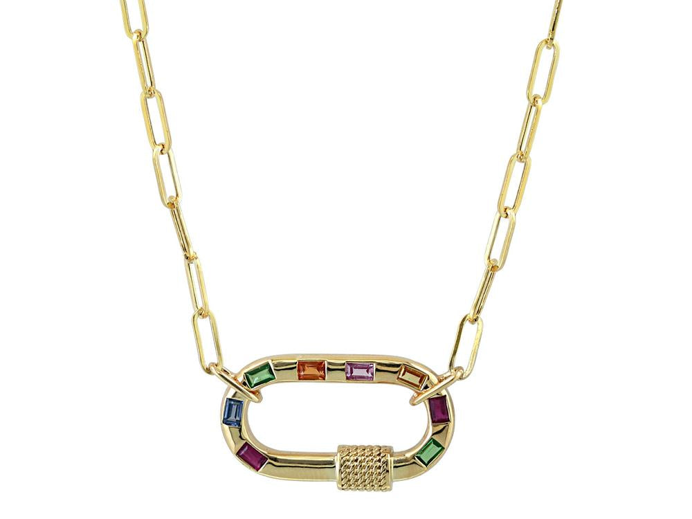 EFFY 14K YELLOW GOLD ,NATURAL CEYLON SAPPHIRE,ORANGE SAPPHIRE,PINK SAPPHIRE,NATURAL RUBY,TSAVORITE,YELLOW SAPPHIRE NECKLACE