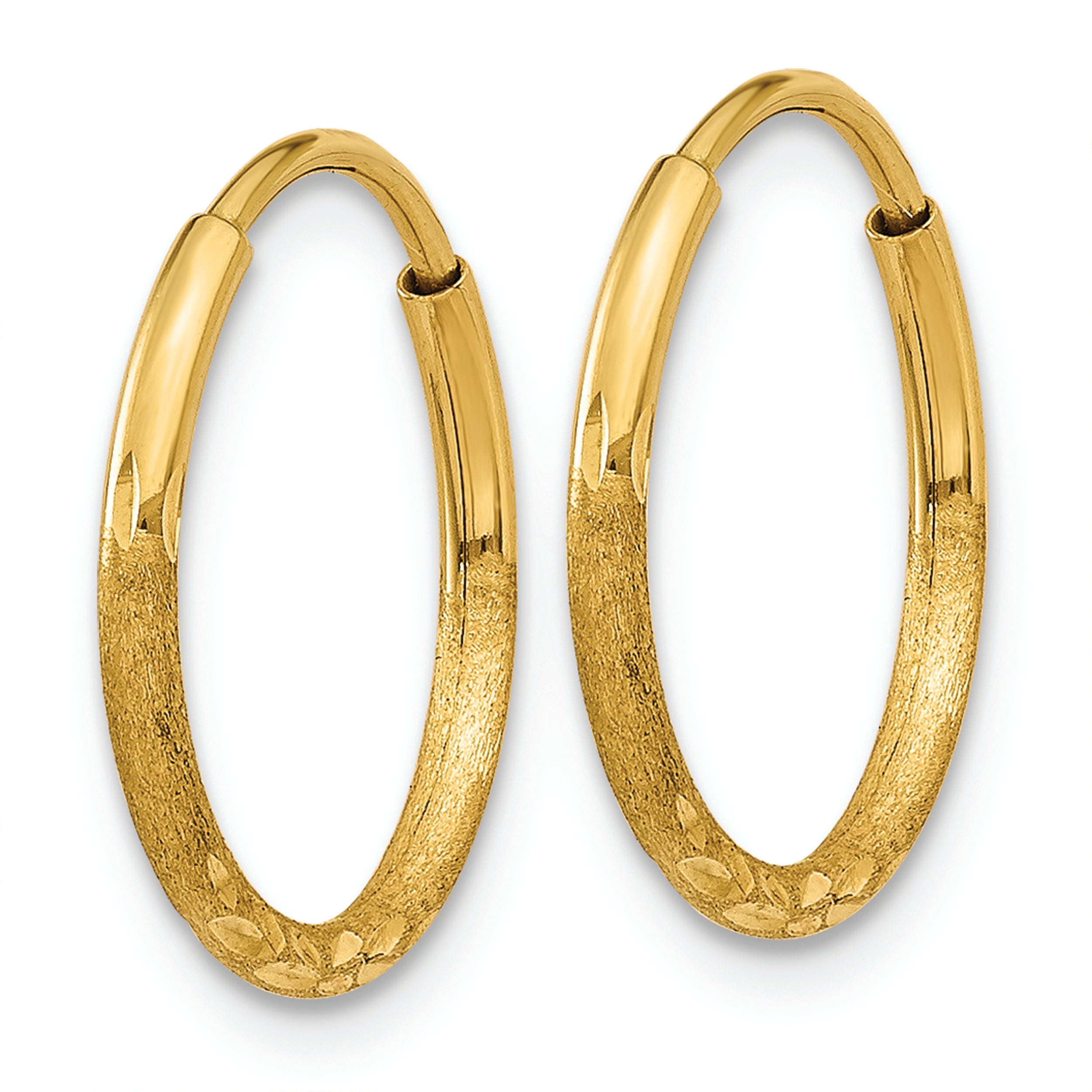 14k 1.20mm Diamond-cut Endless Hoop Earring