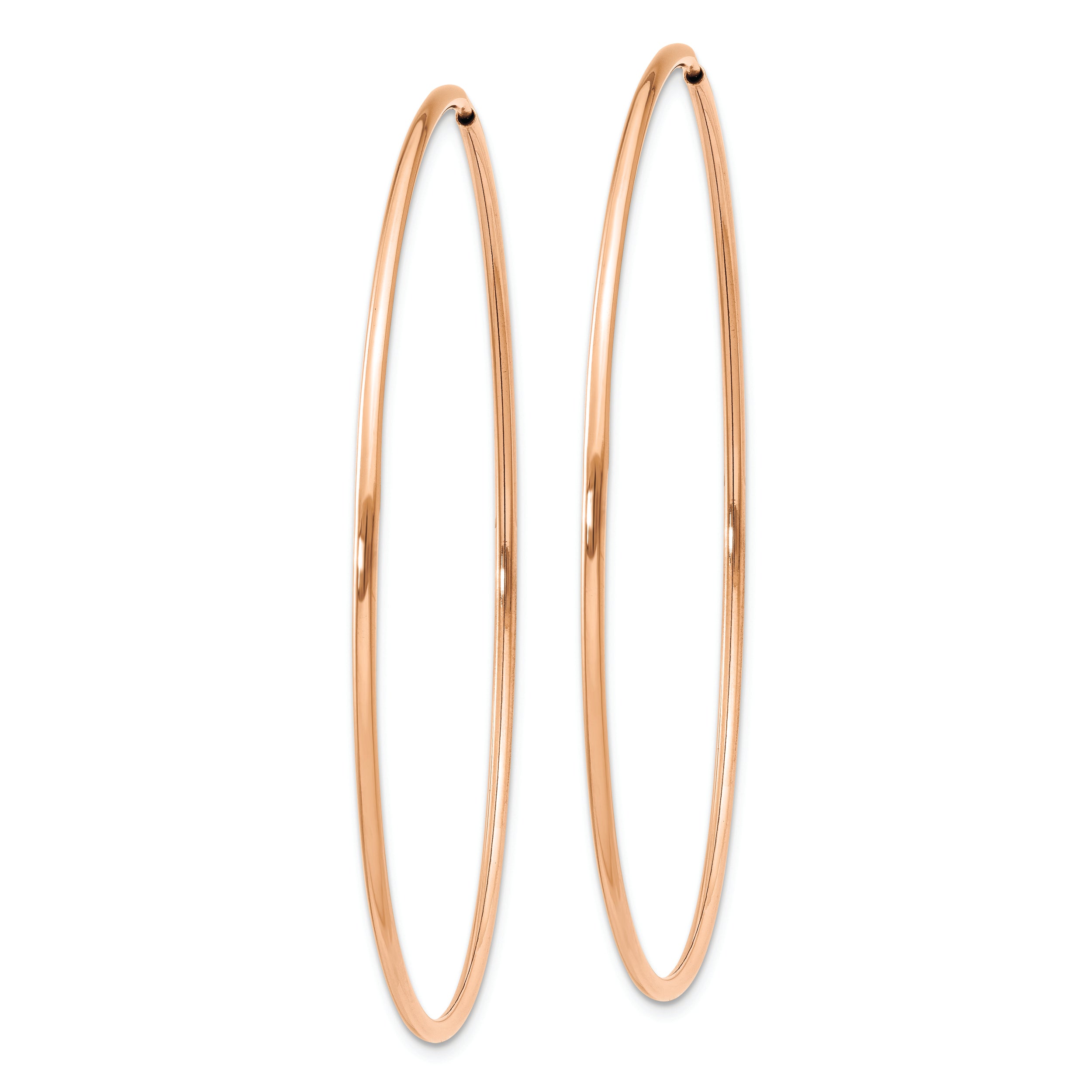 14k Rose Gold 1.20mm Polished Endless Hoop Earrings