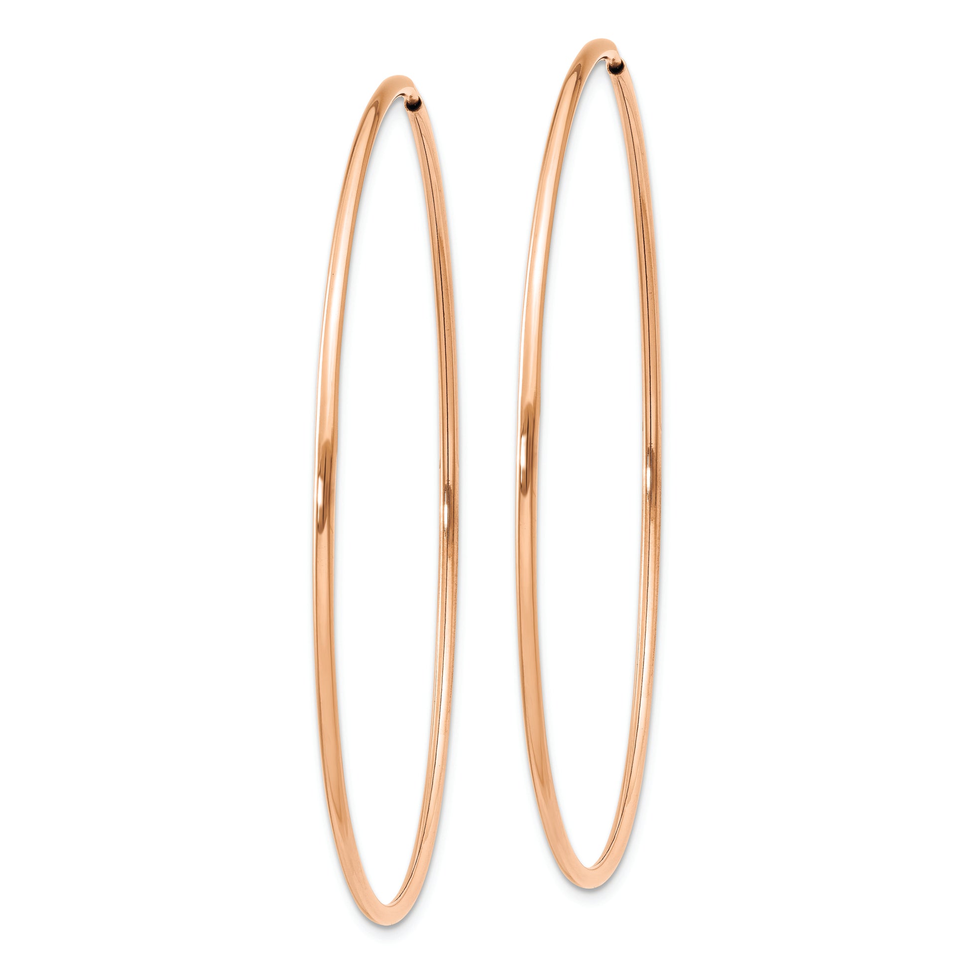 14k Rose Gold 1.20mm Polished Endless Hoop Earrings