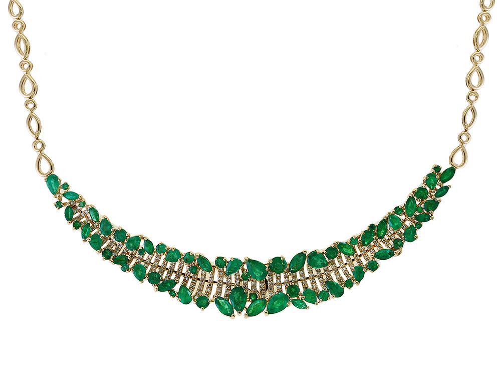 EFFY 14K YELLOW GOLD DIAMOND,NATURAL EMERALD NECKLACE