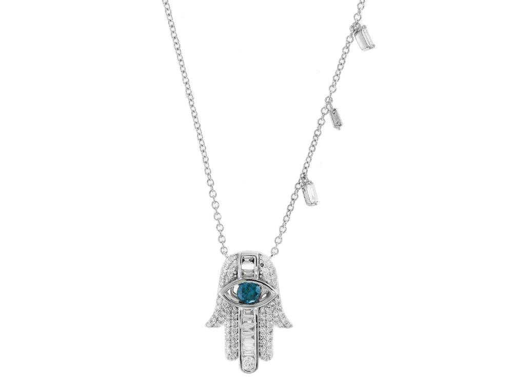 EFFY 14K WHITE GOLD DIAMOND,BLUE DIAMOND NECKLACE