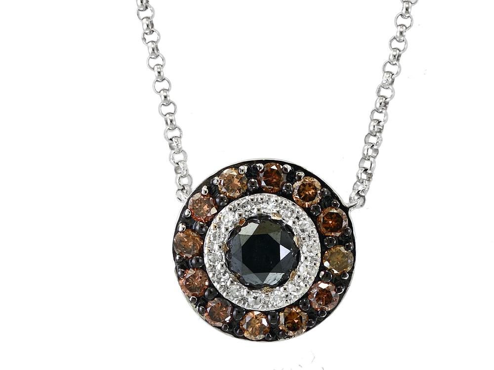 EFFY 14K WHITE GOLD DIAMOND,BLACK DIAMOND,ESPRESSO DIAMOND NECKLACE