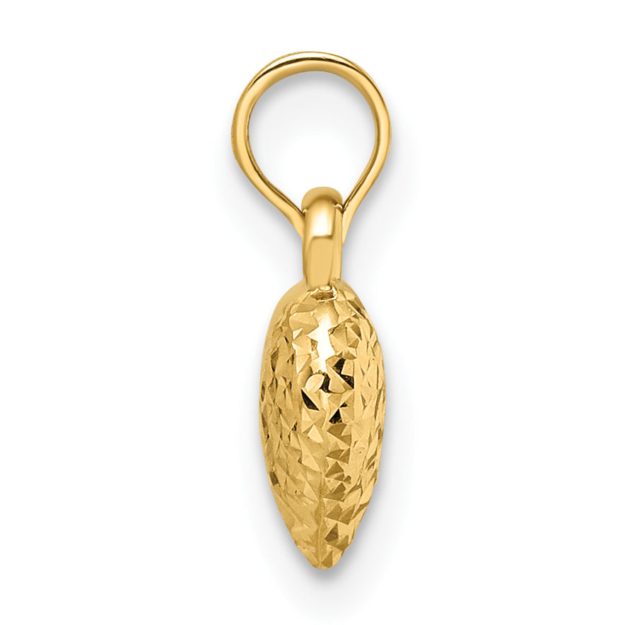14k Polished Diamond-cut Small Puffed Heart Pendant