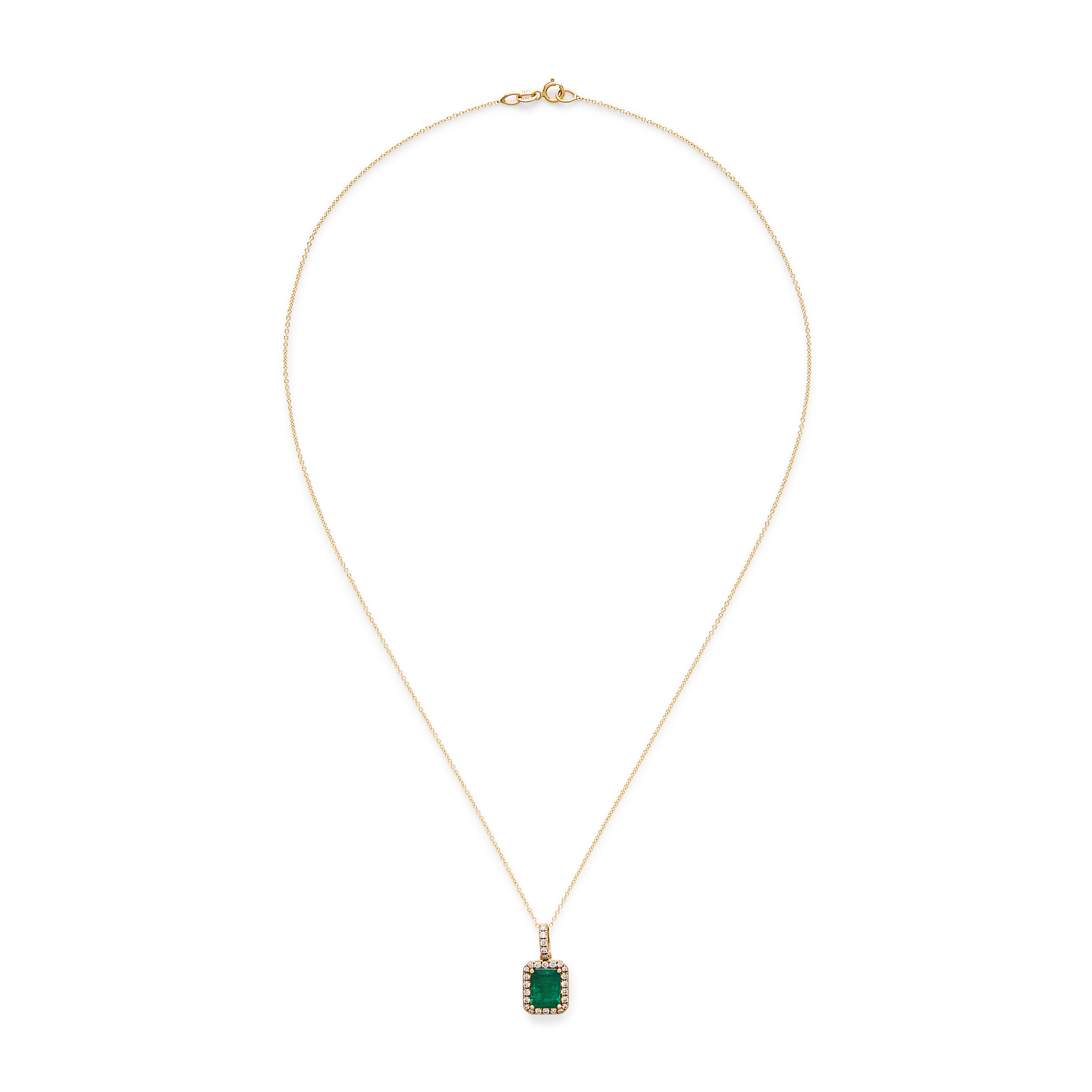 Effy 14K Yellow Gold Diamond, Natural Emerald Pendant