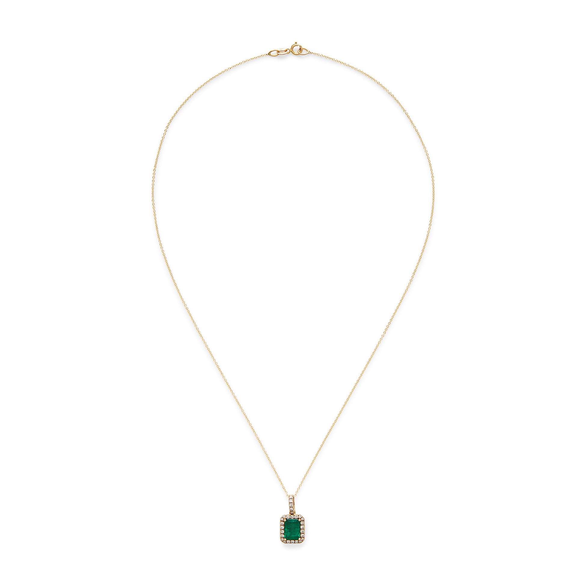 Effy 14K Yellow Gold Diamond, Natural Emerald Pendant