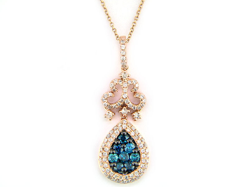 EFFY 14K ROSE GOLD DIAMOND,BLUE DIAMOND, PENDANT