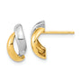 14K Gold White Rhodium Fancy Teardrop Post Earrings