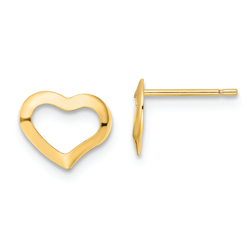14K Polished Heart Post Earrings