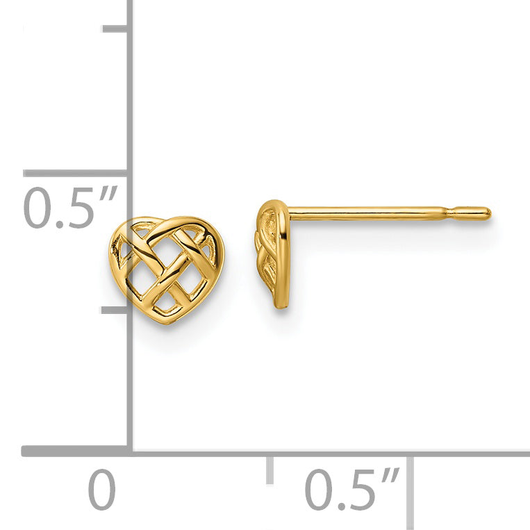 14k Heart Post Earrings
