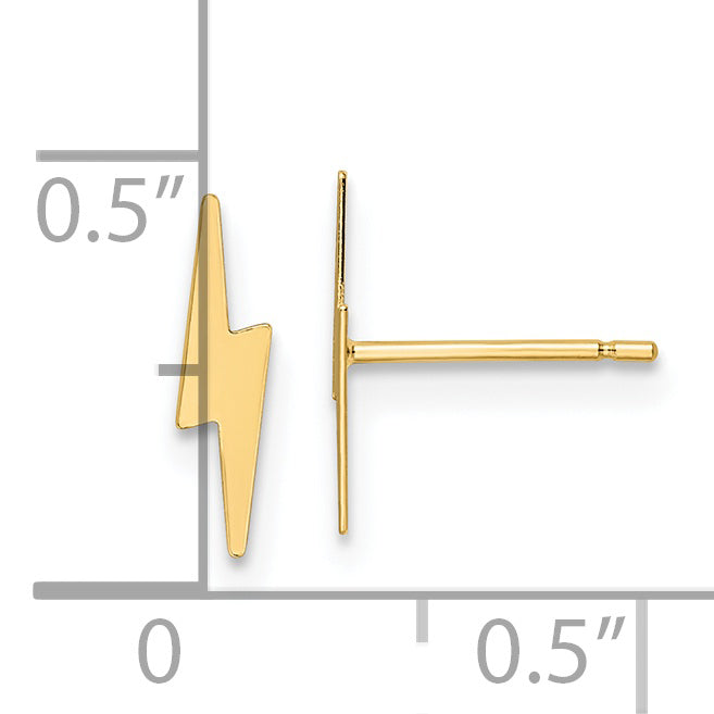 14K Polished Lightning Bolt Post Earrings