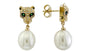 EFFY 14K YELLOW GOLD DIAMOND,EMERALD,FRESH WATER PEARL EARRINGS