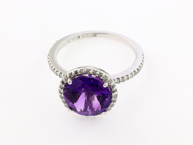 EFFY 925 STERLING SILVER DIAMOND,AMETHYST RING