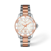 White mother-of-pearl dial · Grey and Rose Gold bracelet