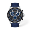 Black dial · Blue strap