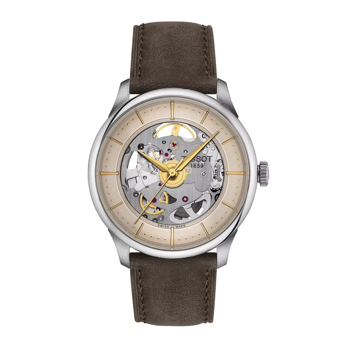 Tissot Chemin Des Tourelles Skeleton 39mm T139.836.16.261.00 — detail view