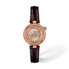 Pink mother-of-pearl dial · Brown strap