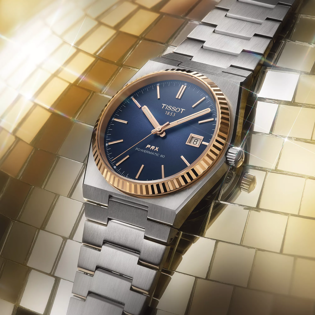 Tissot PRX Gold 40mm T931.407.41.041.00 — detail view