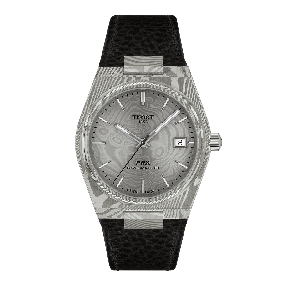 Tissot PRX Damascus Steel 38mm T137.807.96.081.00 — detail view