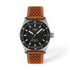 Black dial · Brown strap
