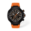 Black dial · Orange strap