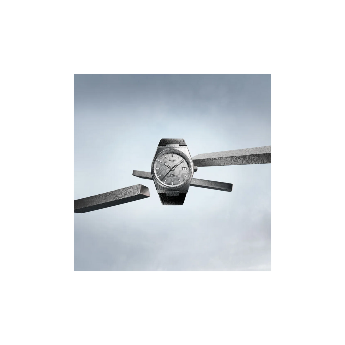 Tissot PRX Damascus Steel 38mm T137.807.96.081.00 — detail view