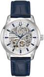 Bulova Sutton Automatic Open-Dial Leather-Strap Watch — 96A330
