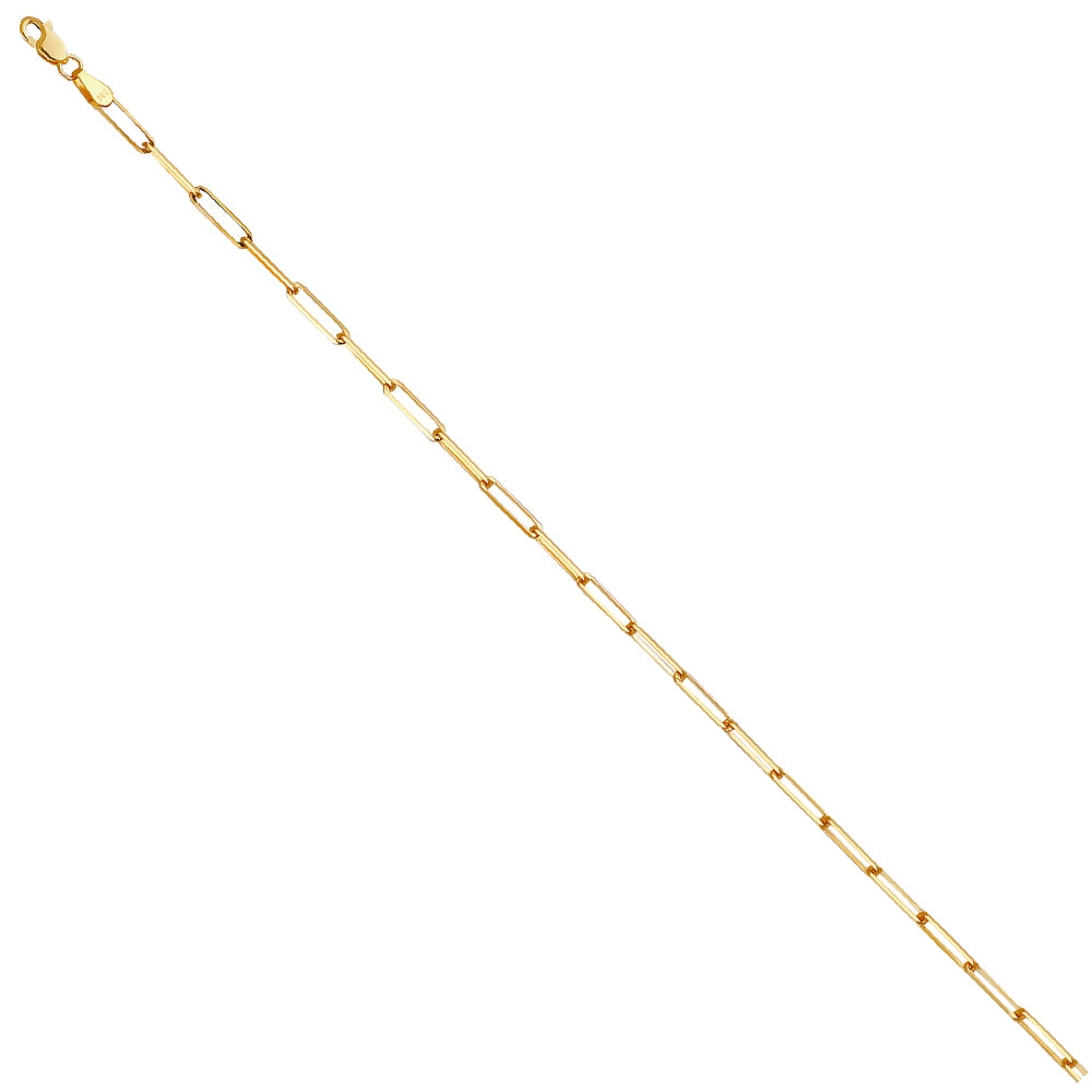 14K Yellow Gold 2.7mm Triangle Diamond-Cut Paperclip Chain