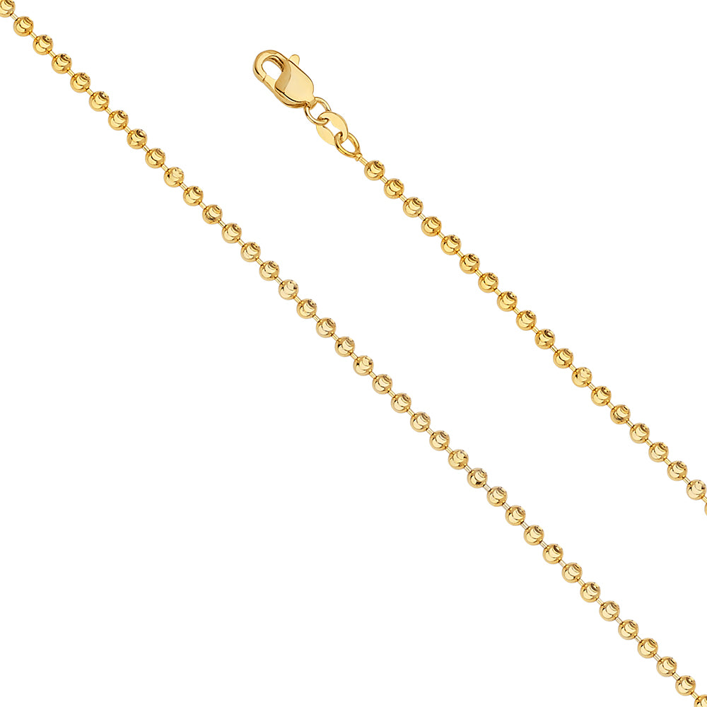 14K Yellow Gold 3mm Moon-Cut Bead Chain