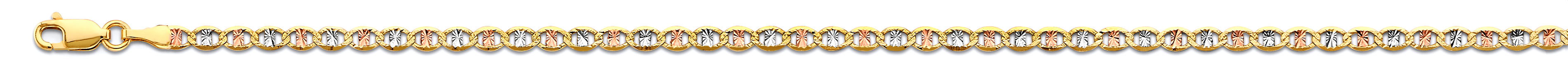 14K Tri-Color 3.1mm Flat Mariner Star DC Chain