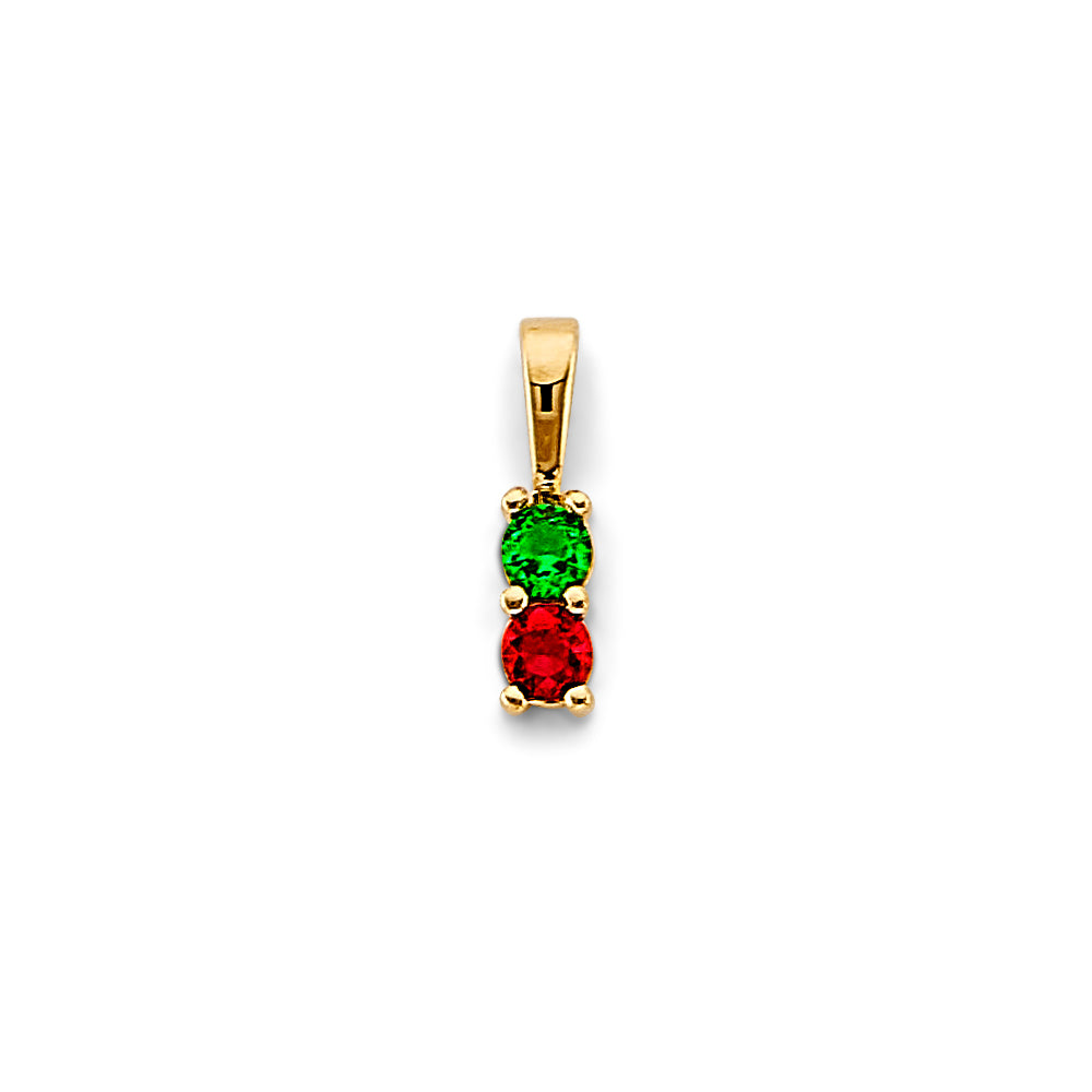 14K Yellow Gold CZ 2-Stone Month Pendant