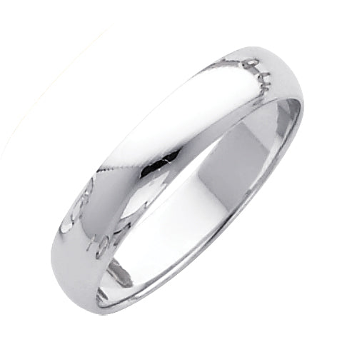 14K White Gold 4mm Plain Wedding Band