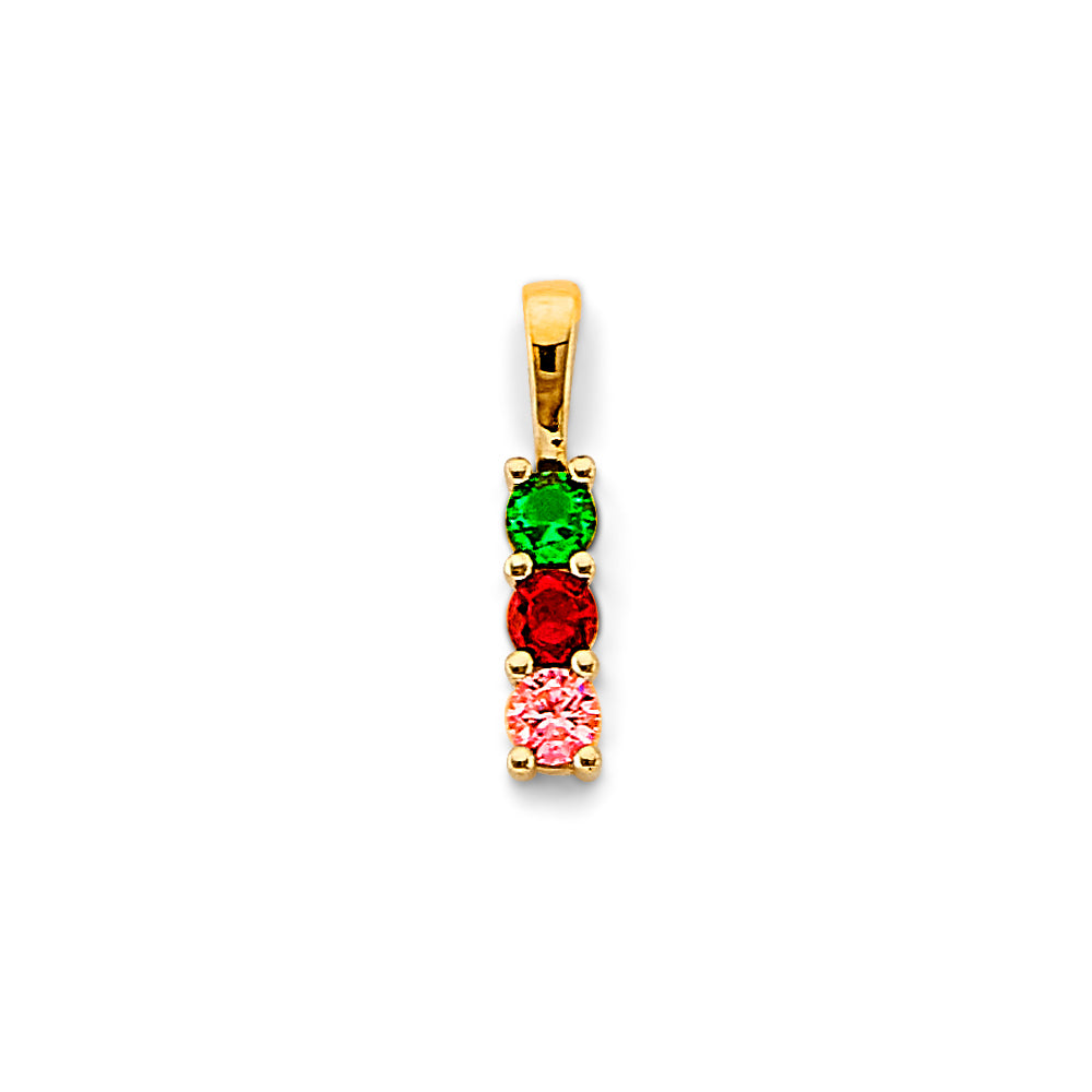 14K Yellow Gold CZ 3-Stone Month Pendant