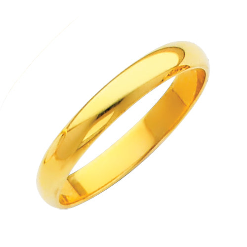 14K Yellow Gold 3mm Plain Wedding Band
