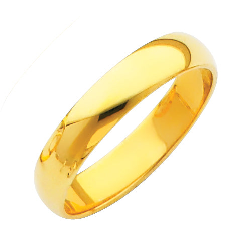 14K Yellow Gold 4mm Plain Wedding Band