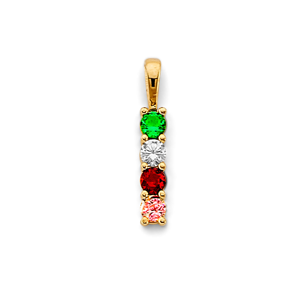 14K Yellow Gold CZ 4-Stone Month Pendant