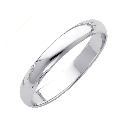 14K White Gold 3mm Plain Wedding Band