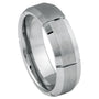Aster Meridian — Vertical-Groove Tungsten Band — 7 mm — Silver tone