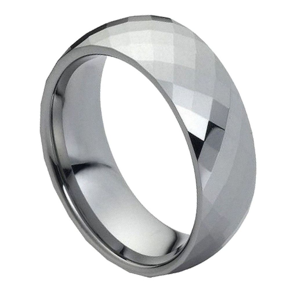 Altair Aegis — Faceted Domed Tungsten Band — 8 mm — Silver tone