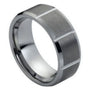Valen Meridian — Vertical-Groove Brushed Tungsten Band — 8 mm — Silver tone