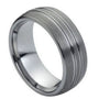 Elysian Meridian — Double-Groove Tungsten Band — 8 mm — Silver tone