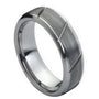 Ilyra Meridian — Diagonal-Groove Brushed Tungsten Band — 7 mm — Silver tone