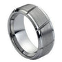 Caelum Meridian — Diagonal-Groove Brushed Tungsten Band — 9 mm — Silver tone
