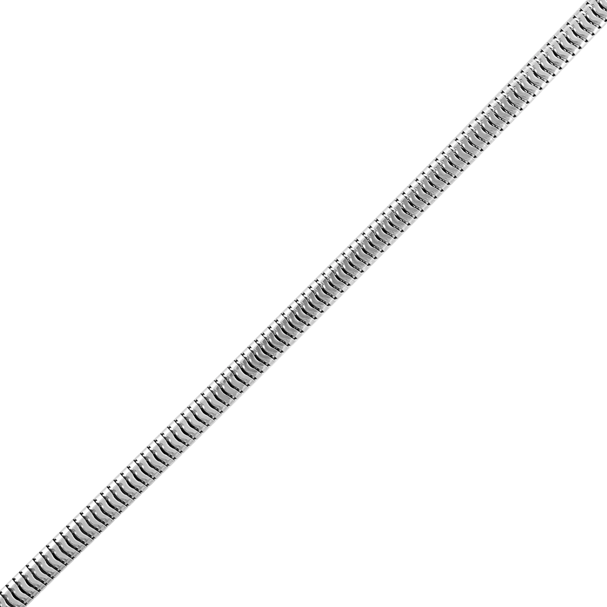 Bulova silver-tone squared snake chain — silver-tone squared snake link detail — BVB1203-WSNA / BVC1101-WSNA