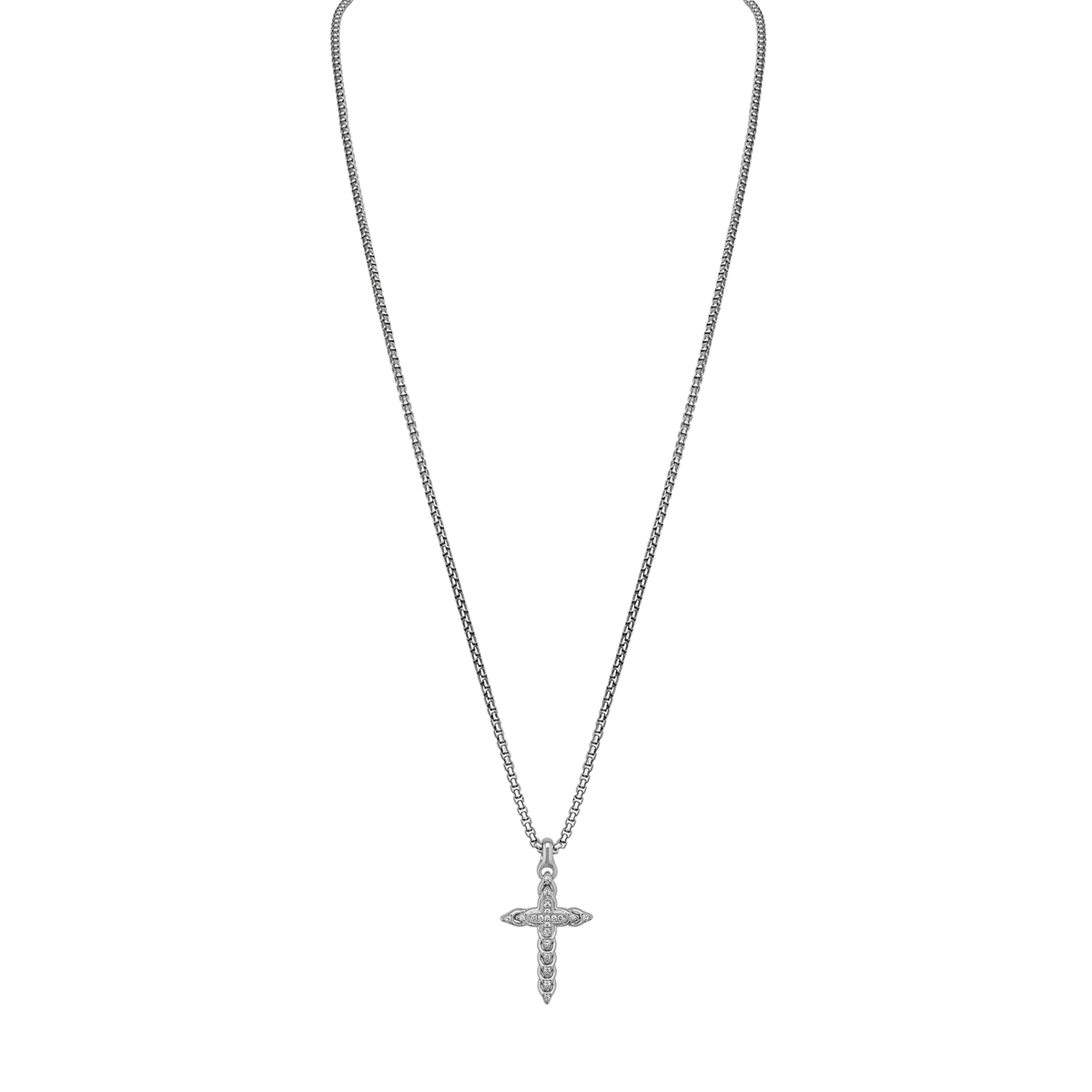 Bulova Link White Diamond Cross Pendant — full pendant and chain — BVP1085-WSQ7