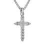 Bulova Link White Diamond Cross Pendant — angled pendant view — BVP1085-WSQ7